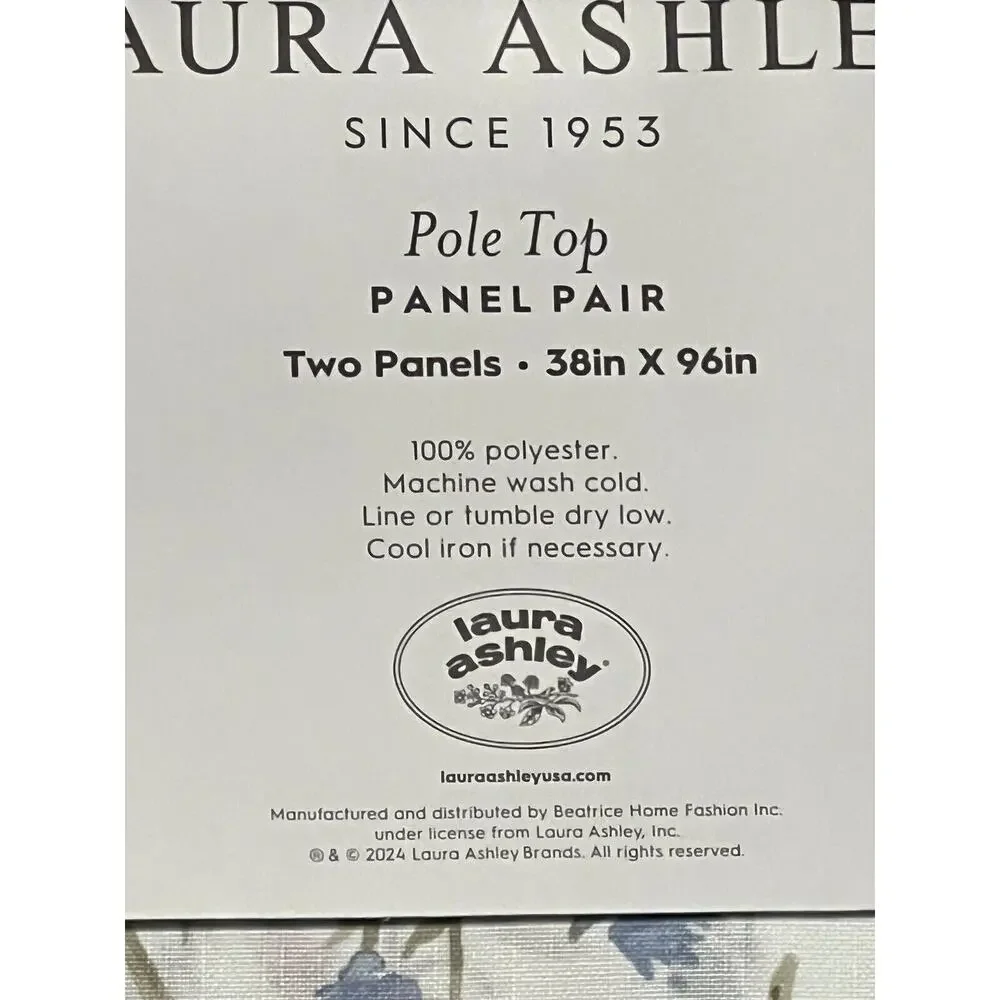 LAURA ASHLEY Wild Meadow Floral Window Curtains 2 Panels 38x96” Orange Blue Pink